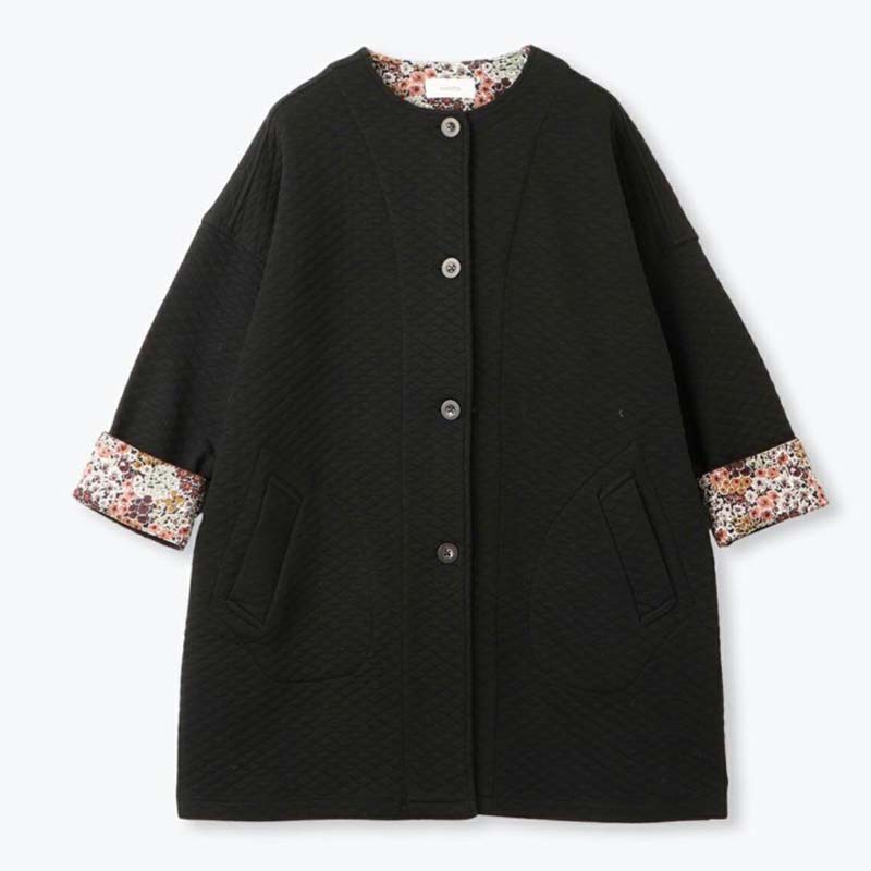 sosotto コットンキルトノーカラーコート /BK05